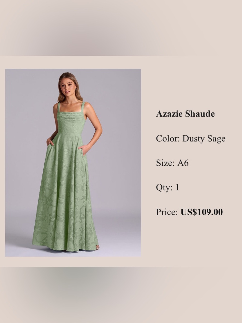 Azazie Dusty Sage Square Neck Maxi Dress
